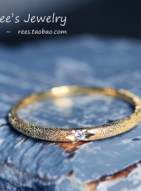 【Rees】逐梦小众日系特殊闪沙工艺18k黄金钻石戒指日本钻石女戒