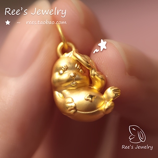 古法黄金 一夜暴富999足金5d硬金工艺吊坠项链 Ree原创 海豹豹