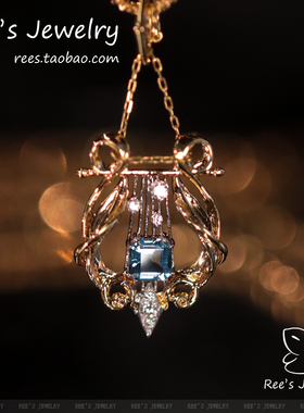Ree原创 埃拉托之吻 圣玛利亚海蓝宝18K白金钻石吊坠项链多功能扣