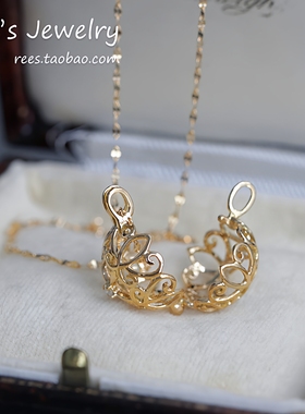 【Rees】梦匣子。18k真金天然钻石 盒子款珍珠笼设计款 吊坠 项链