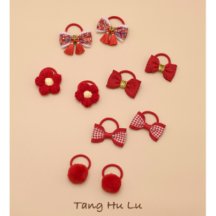 宝宝发绳过年头饰儿童婴儿发圈新年红色发饰女童扎啾啾头绳皮筋冬