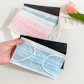 冬天一次性口罩独立包装 50只 透气三层防护黑色白色口鼻罩单独包装