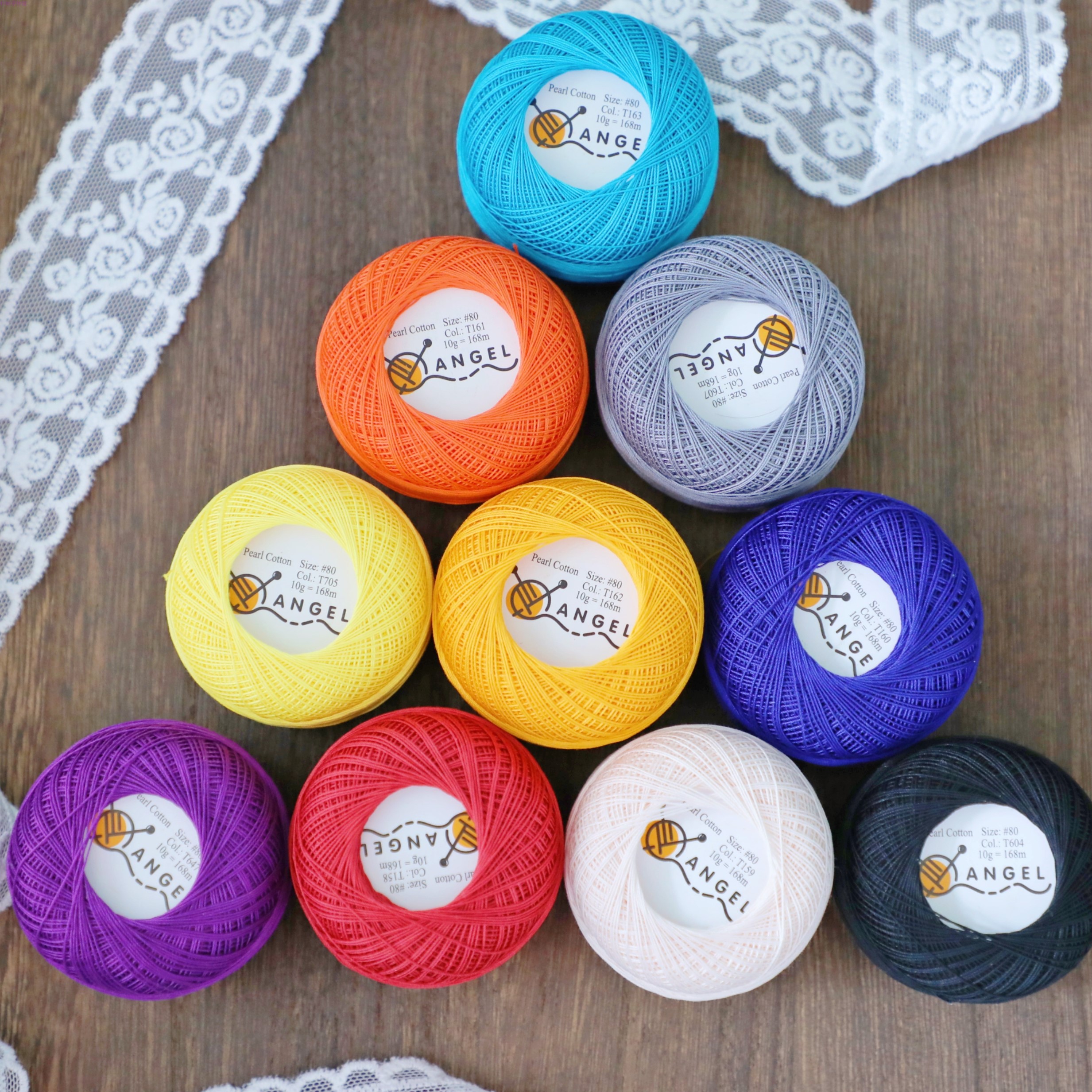 微钩天使蕾丝80号线材极细蕾丝钩针线DIY手工编织针线新色套装