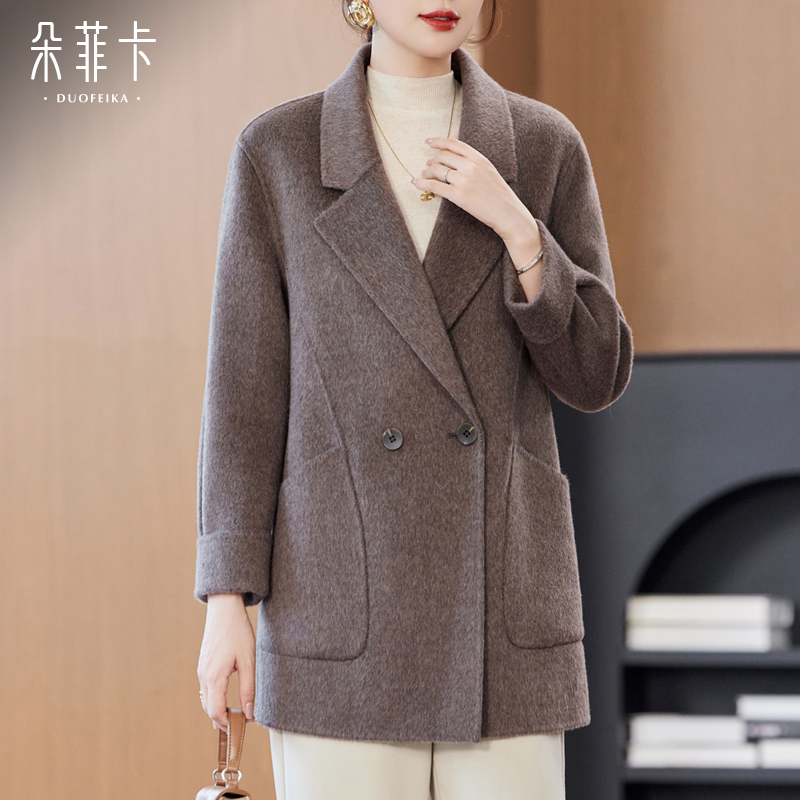 高级感西装双面纯羊毛大衣女小个子2025秋冬新款加厚妈妈毛呢外套