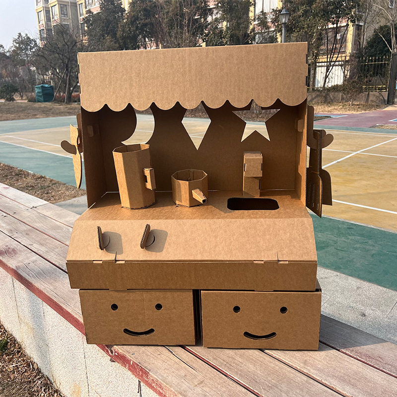 儿童仿真厨房餐具纸板纸箱过家家玩具diy儿童男孩女孩手工制作