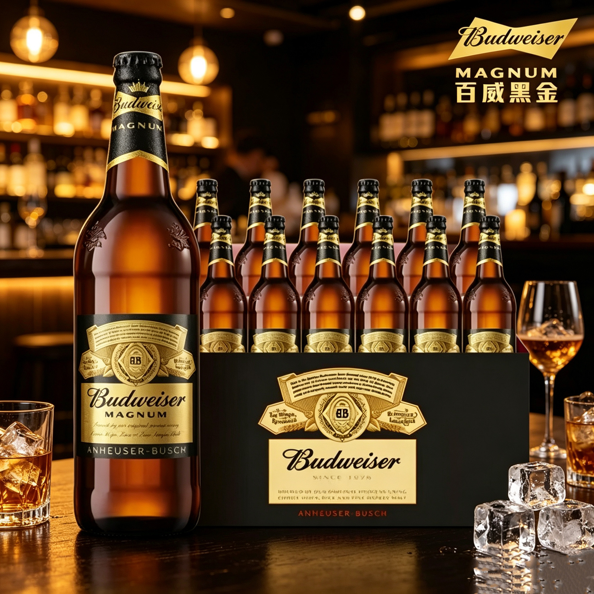 百威黑金啤酒尊享版高度精酿啤酒600ml*12瓶整箱国产