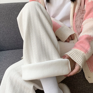 宽松直筒加绒小个子灯芯绒裤 2025新款 子女 秋冬季 麦穗雪尼尔阔腿裤