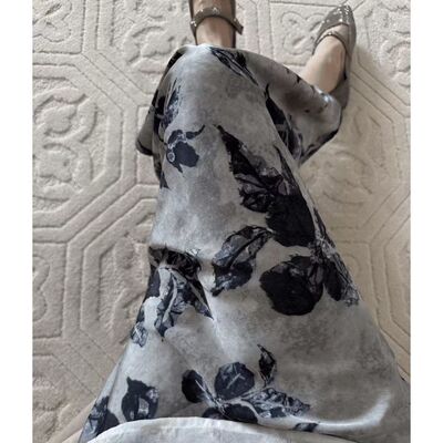 国风新中式半身裙女缎面碎花长裙