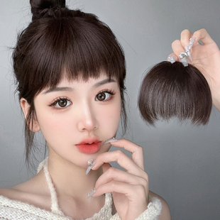 狗啃刘海假发真发假刘海女自然前额假发片日常碎头帘眉上刘海新款