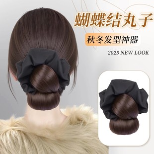 丸子头假发女抓夹缎面大肠发圈花苞头盘发神器高扎发髻假发包发饰