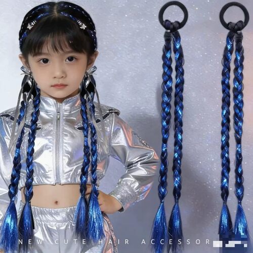 儿童银镭射丝假发马尾