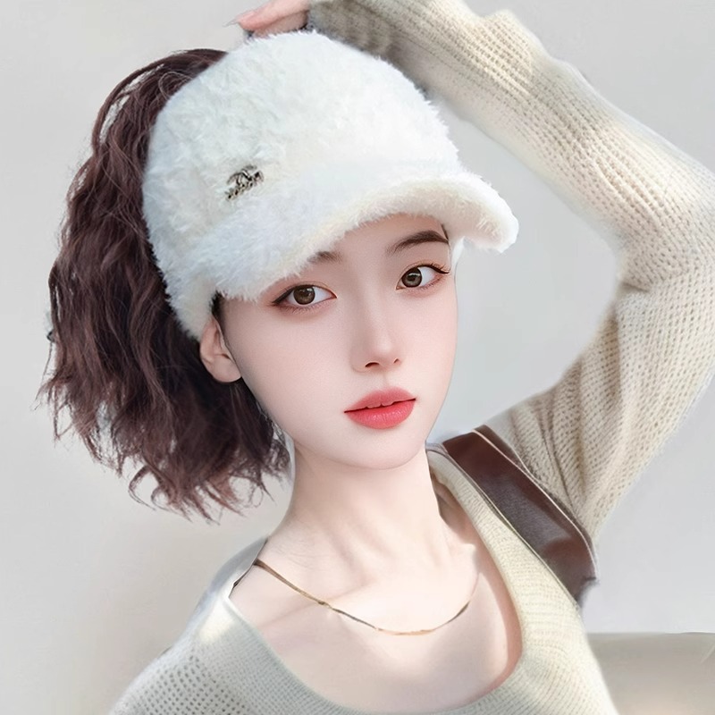 假发帽子一体毛绒绒加厚玉米须