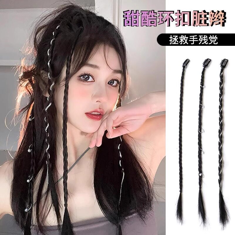 拳击辫假发马尾女网红编辫子挑染脏辫辣妹麻花小辫子儿童假发辫子