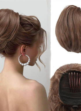 欧美复古假发女插梳赫本发包新娘旗袍盘发花苞头高马尾ponytails