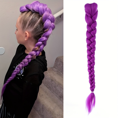 紫色假发辫子彩色麻花辫街舞马尾