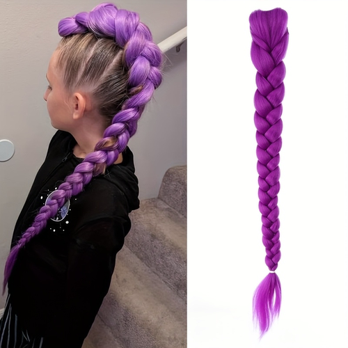 紫色假发辫子彩色麻花辫街舞马尾
