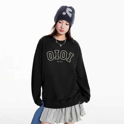 oioi正品 韩国潮牌印花时尚情侣宽松男女生加绒休闲圆领卫衣外套