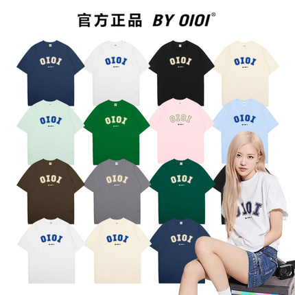 OIOI官方店 朴彩英同款情侣款美式百搭夏季男女生宽松纯棉短袖T恤