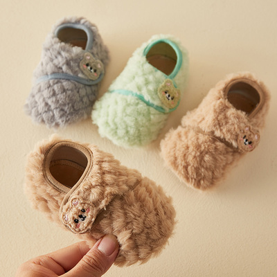 秋冬儿童保暖魔术贴地板袜