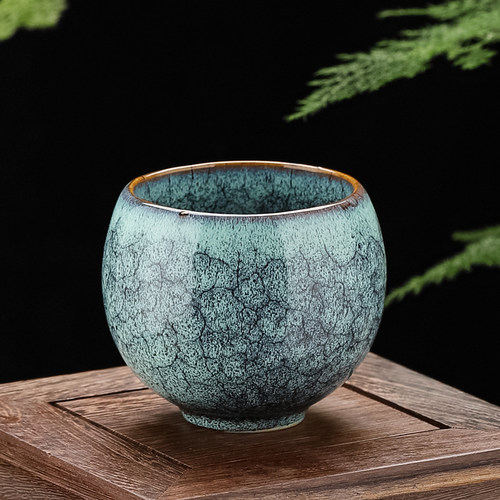 窑变单杯花瓣杯建盏茶杯主人杯功夫茶具茶盏茶杯陶瓷钧窑品茗杯