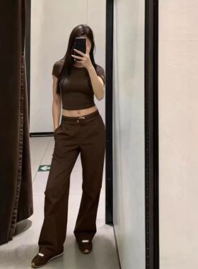 外贸aloo速干神裤休闲直筒裤垂感梭织弹力显瘦瑜伽运动阔腿长裤女