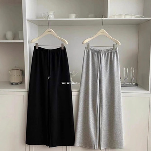 韩国Egg东大门 慵懒风抽绳休闲裤女新宽松阔腿裤子拖地垂感休闲裤