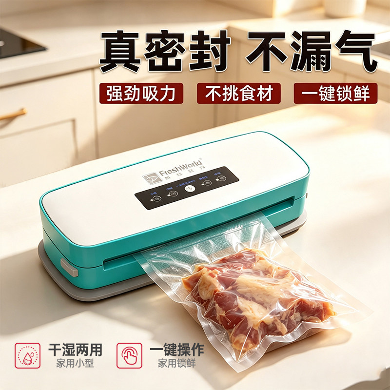新鲜世界FW-6600 真空包装机 智能抽真空封口机家用商用食品保鲜机干湿两用自动抽食品塑封机