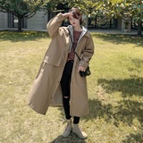 韩系卡其色连帽风衣外套女春秋2025年新款爆款中长款宽松休闲大衣，女装风衣，浙宝283