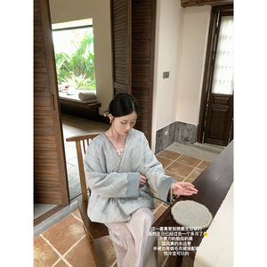 ZNG SHOP女装“挽玉”秋冬季缎面精致改良国风吊坠系带棉衣外套