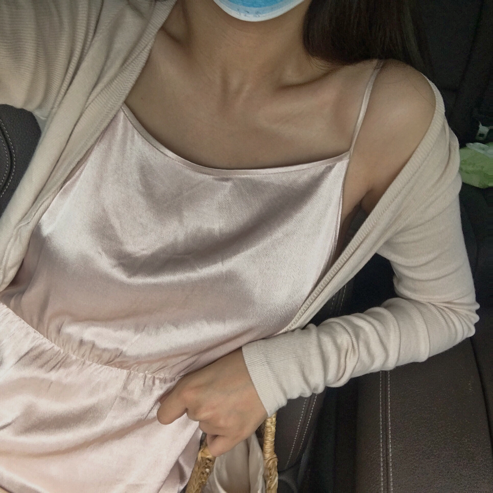 ZNG SHOP基礎款柔軟螺紋 簡約百搭杏色彈力開衫空調衫