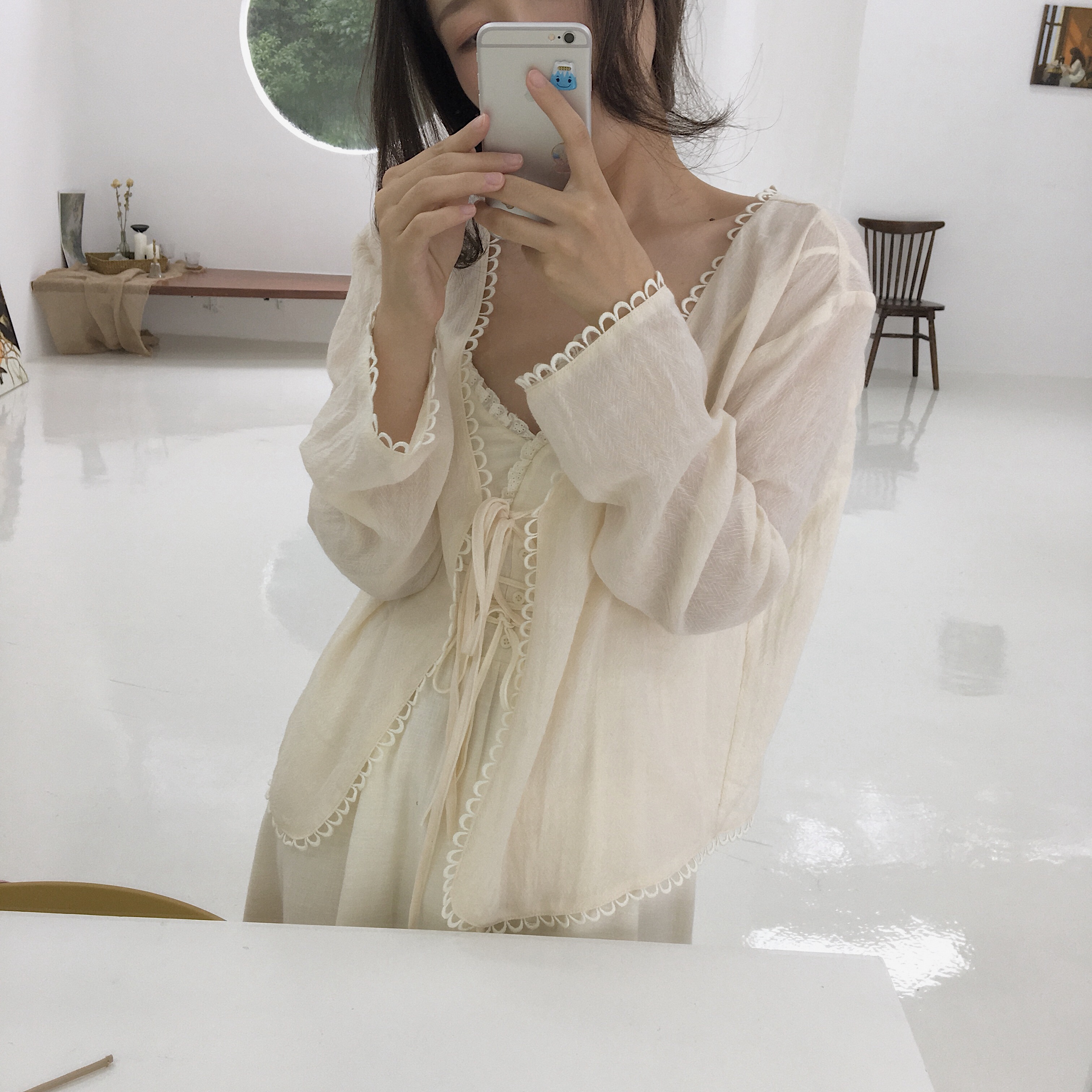 ZNG SHOP2018夏裝新款 溫婉風刺繡花邊開衫柔軟百搭防曬衣空調外