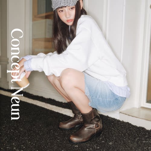 Concept Neun新品Texas系列擦色圆头平底短靴女
