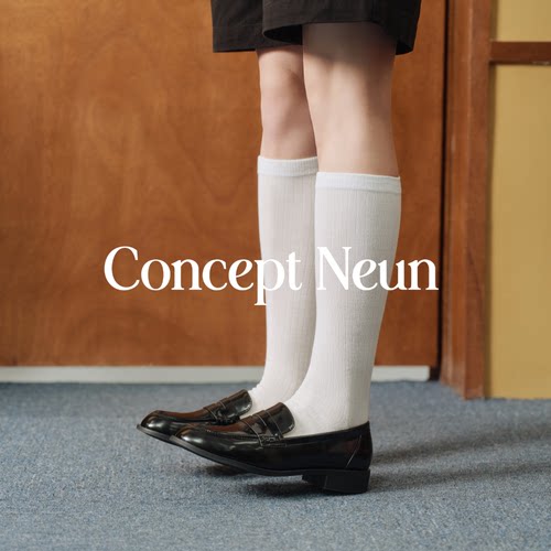 Concept Neun Paris系列经典圆头乐福鞋女校园通勤黑白色