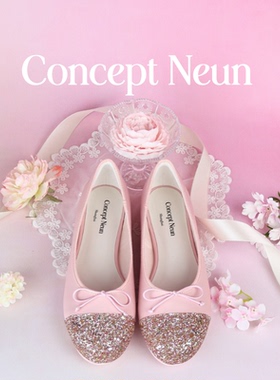Concept Neun Every Girl's系列拼接粉色亮片圆头芭蕾单鞋