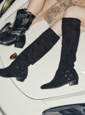 Concept Neun新品Texas系列柔软绒面及膝靴尖头女