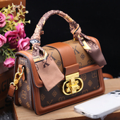 时尚 专柜正品 女包2025新款 百搭高级感印花单肩斜挎包真皮手提包潮