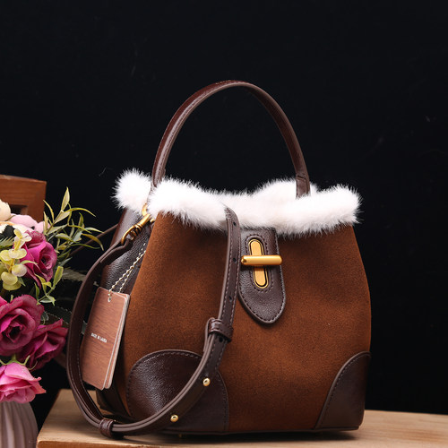 劳拉时黛复古磨砂牛皮水桶包