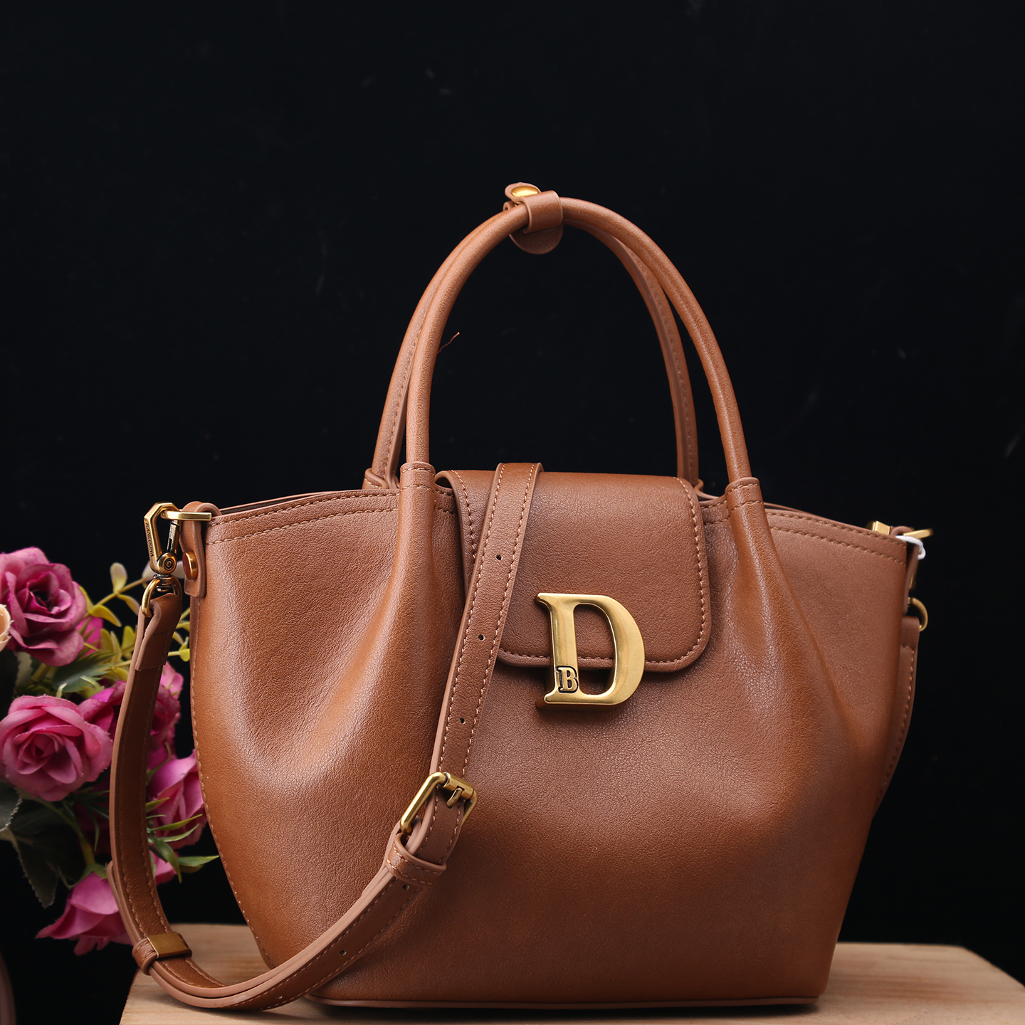 正品女包菜篮子真皮轻奢棕色手提包时尚百搭斜挎包通勤休闲托特包