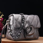 时尚 专柜正品 女包2025新款 菱格链条单肩小包百搭软牛皮斜挎小方包