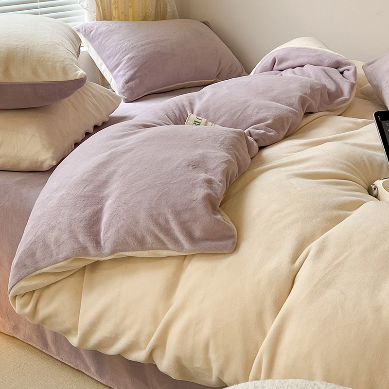 超柔软牛奶绒四件套绒绒四件套双面加厚冬季珊瑚绒床上用品加绒保