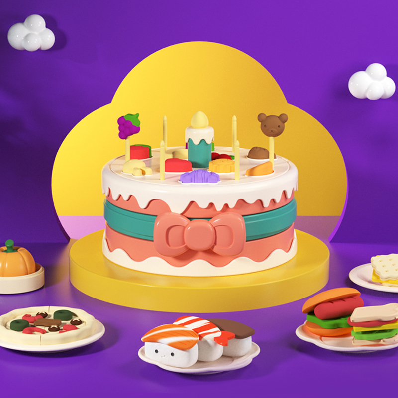 生日蛋糕彩泥机模型蜡烛可吹