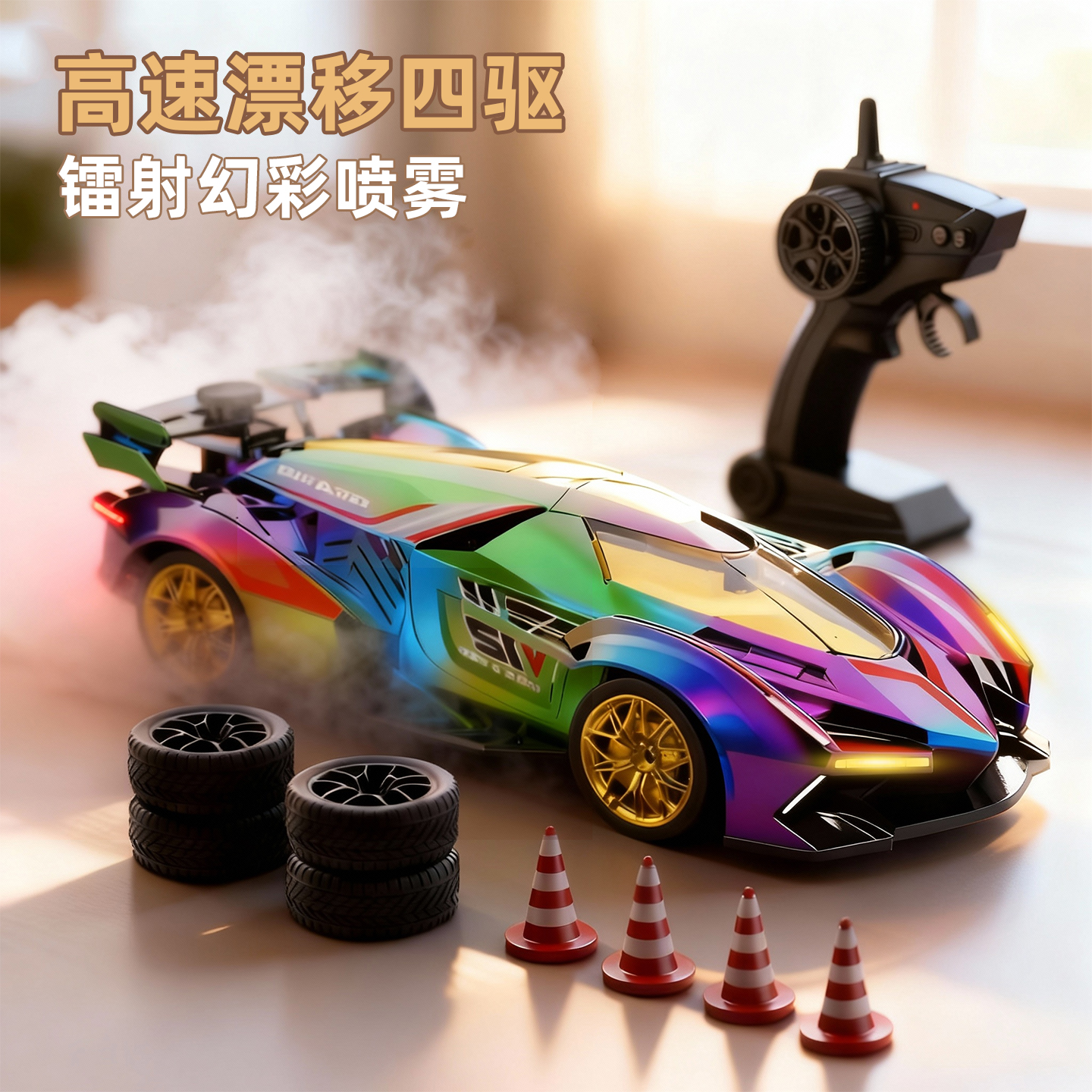 镭射渐变喷雾高速漂移遥控车