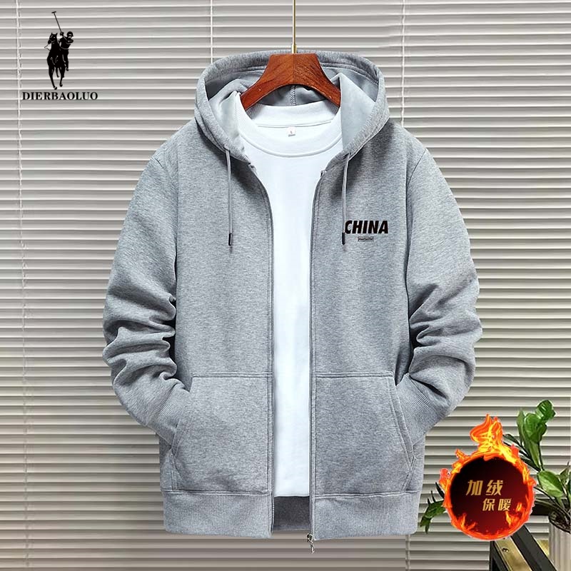 保罗正品开衫拉链加绒宽松卫衣男