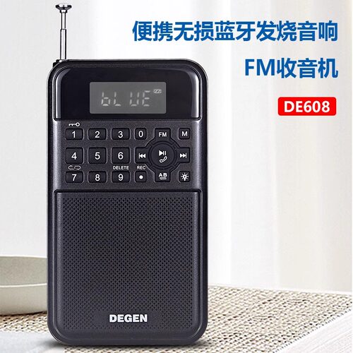 德劲DE608便携FM收音机插卡蓝牙