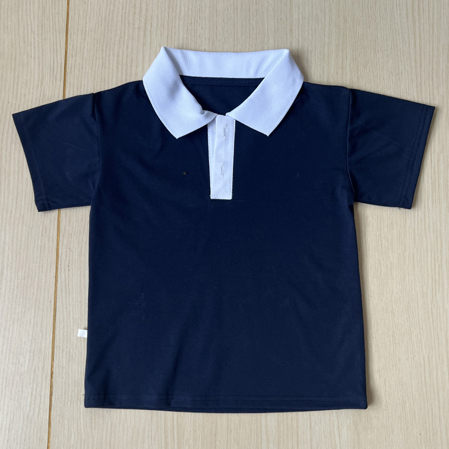 藏蓝校服短袖上衣纯白领子纯白领口男女通用班服T恤POLO杉夏季棉