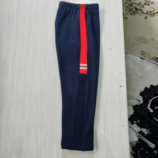 藏蓝色大红短宽杠压2反光条加绒学生校服裤 校定制 子高中男女四季