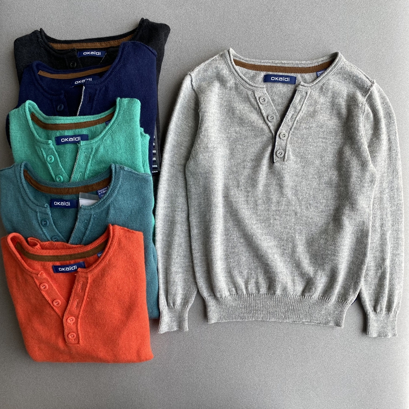 外贸单法单OK*IDI童装新男童女童柔软儿童上衣长袖t细棉线针织衫
