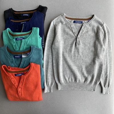 外贸单法单OK*IDI童装新男童女童柔软儿童上衣长袖t细棉线针织衫