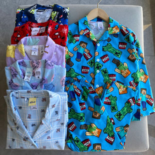 外贸单秋冬春装男童女童睡衣纯棉磨毛长袖上衣长裤儿童家居服套装