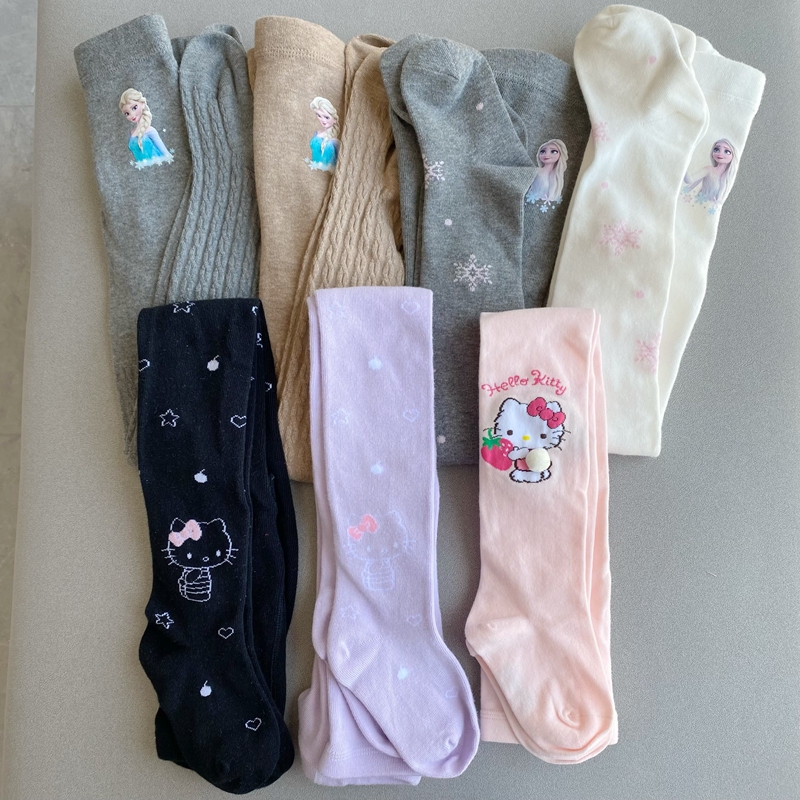 春秋装迪*尼新款K*T猫女童宝宝裤袜打底裤袜弹力棉质连脚连裤袜子